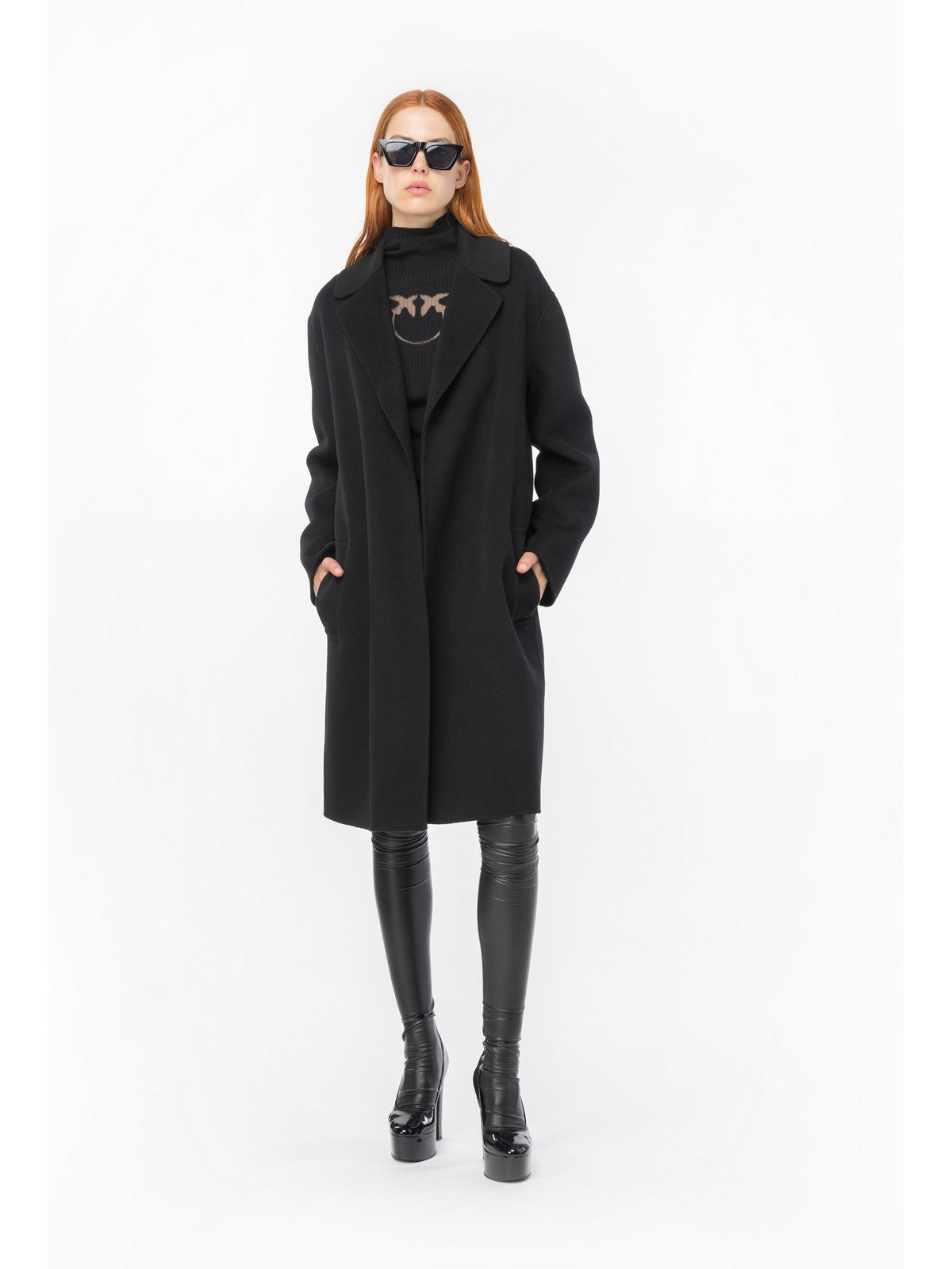 PINKO Maglione Donna Tartaruga Maglia Lana Logo In 102020-A18M Z99 Nero - Stilato