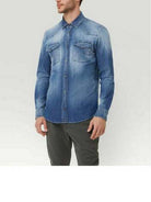 DONDUP Ανδρικό Πουκάμισο UC300R DS0259 CH5 800 Μπλε - Στυλιζαρισμένο