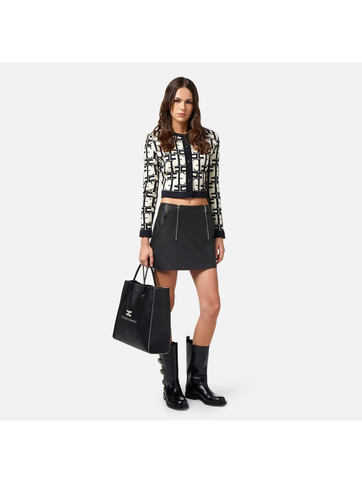 ELISABETTA FRANCHI Γυναικεία Ζακέτα MK28Q42E2 E84 Ιβουάρ - Στυλιζαρισμένη